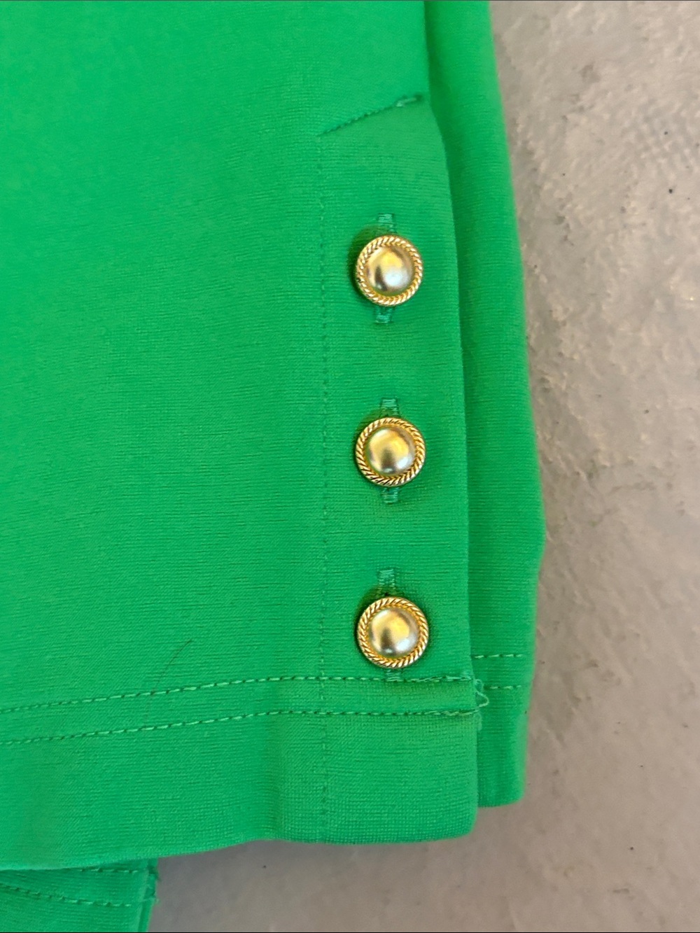 Belle by Kim Gravel Ponte Bright Green Crop Pants with Button Cuff - Picture 4 of 9